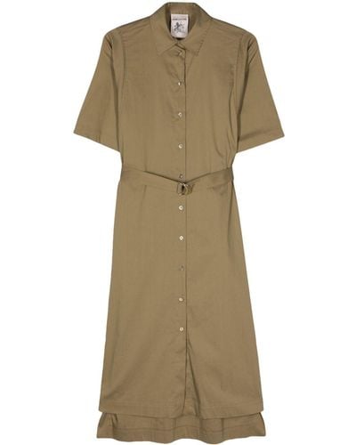 Semicouture Belted Poplin Shirtdress - Natural