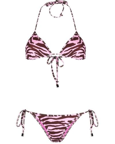 The Attico Zebra-print Bikini - Brown