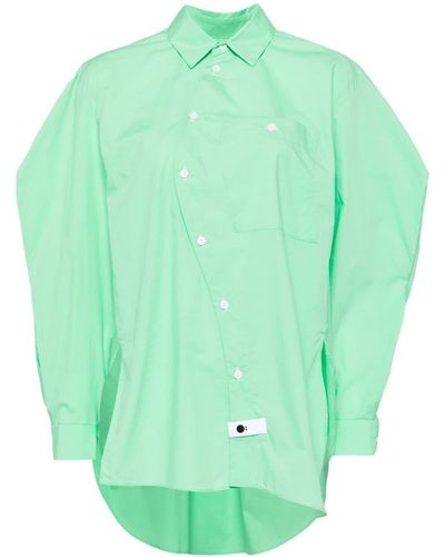Enfold Pleat-detail Cotton Shirt - Green
