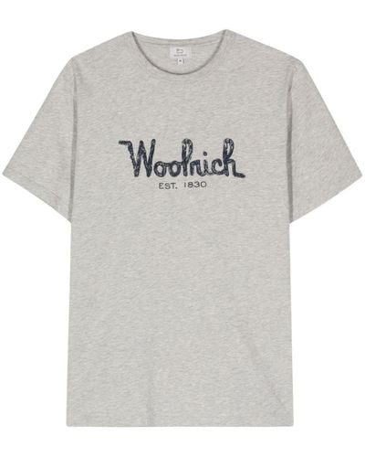 Woolrich T-shirt en coton à logo brodé - Gris