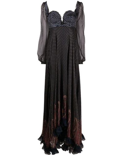 Etro Polka Dot Silk Gown - Black