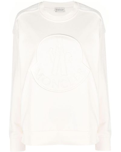 Moncler Sweat en coton à patch logo - Blanc