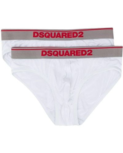 DSquared² Pack de dos calzoncillos con logo en la cinturilla - Blanco