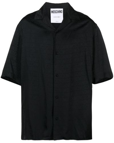 Moschino モノグラム キャンプカラーシャツ - ブラック