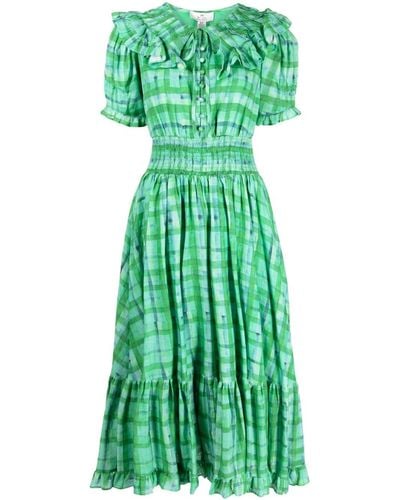 We Are Kindred Chloe Check-pattern Midi Dress - Green