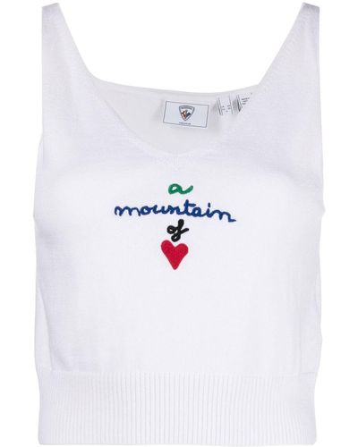 Rossignol Embroidered Knitted Crop-top - White