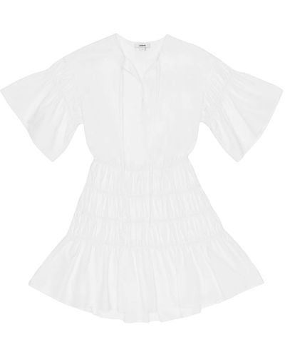 Jason Wu Ruched Flared Cotton Minidress - White