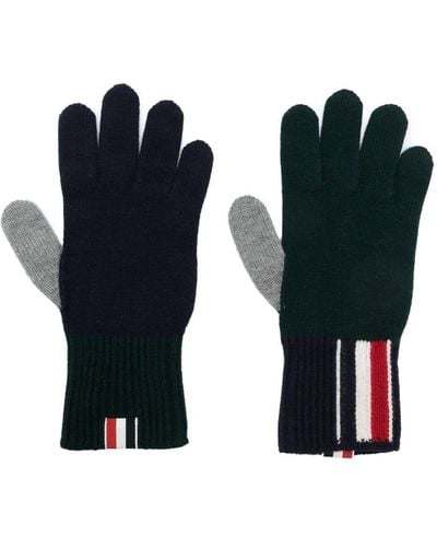 Thom Browne Fun Mix Intarsia-knit Logo Wool Gloves - Black
