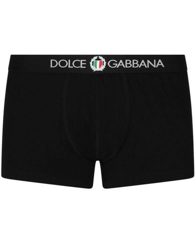 Dolce & Gabbana Boxer classique en jersey bi-stretch avec blason - Noir