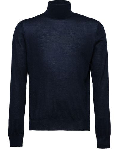 Prada Cashmere Turtle Neck Sweater - Blue