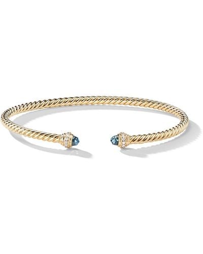 David Yurman 18kt Yellow Gold Cablespira Topaz And Diamond Bracelet - White