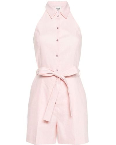 Claudie Pierlot Classic-collar Belted Playsuit - Pink