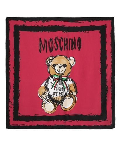 Moschino Fular con motivo Teddy Bear - Rojo