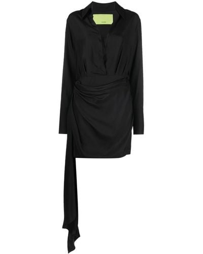 GAUGE81 Robe drapée à col v - Noir