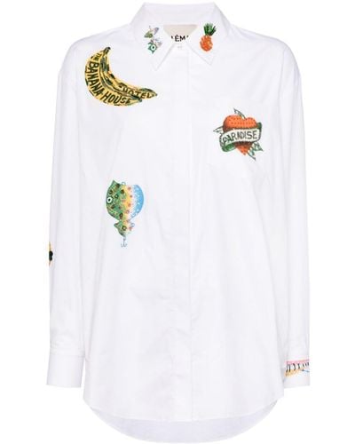 ALÉMAIS Embroidered Long-sleeve Shirt - White