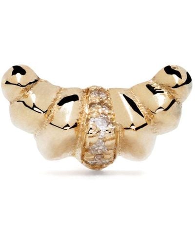 Lizzie Mandler 18kt Yellow Gold Croissant Diamond Stud Earring - Metallic