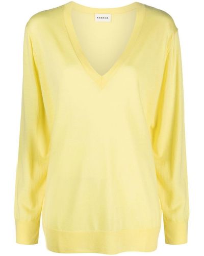 P.A.R.O.S.H. V-neck Fine-knit Jumper - Yellow