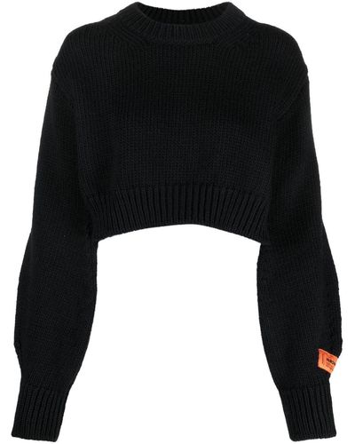 Heron Preston Open-back Cropped Wool Top - Black