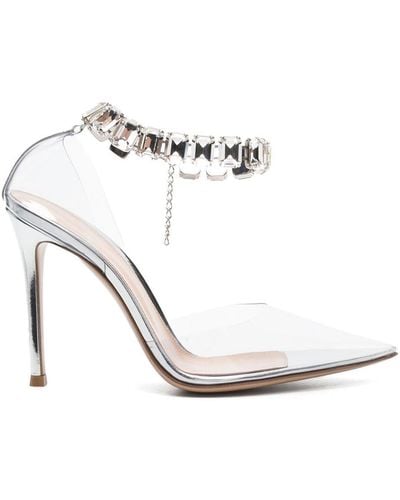 Gianvito Rossi Crystal-embellished Transparent Court Shoes - White