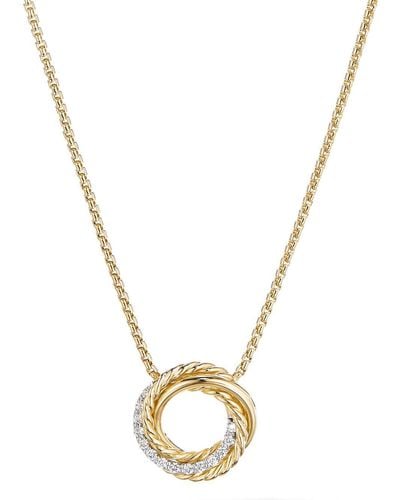 David Yurman 18kt Yellow Gold Crossover Diamond Necklace - Metallic