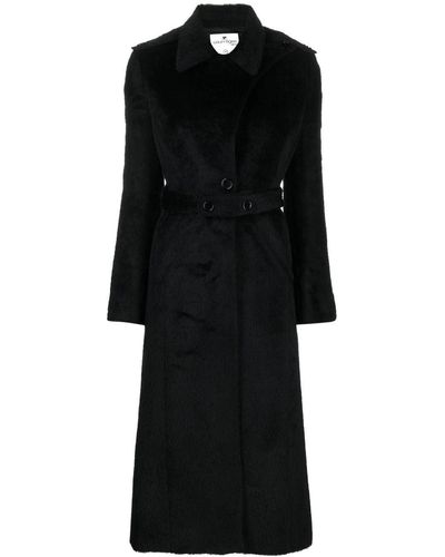Courreges Boucle Knit Belted Coat - Black