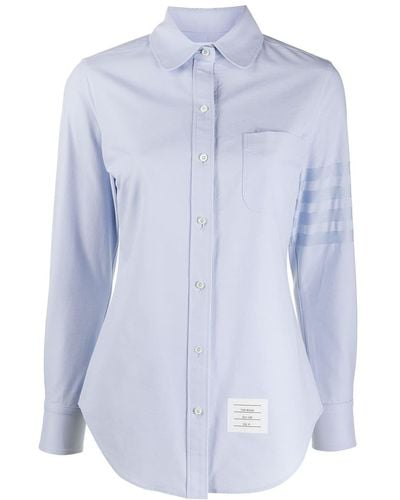 Thom Browne 4-bar Round Collar Oxford Shirt - Blue