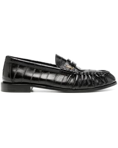 Saint Laurent Logo-plaque leather loafers - Schwarz