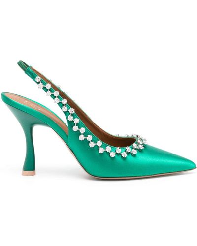 Malone Souliers Giselle 90mm Crystal-embellished Court Shoes - Green