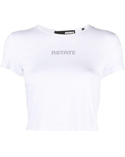 ROTATE BIRGER CHRISTENSEN T-shirt crop con strass - Bianco