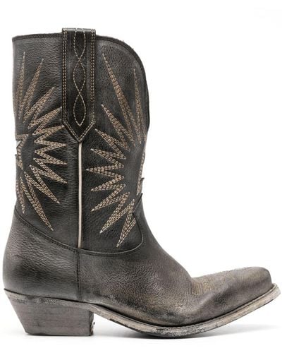 Golden Goose Bottes d'inspiration western en cuir - Marron