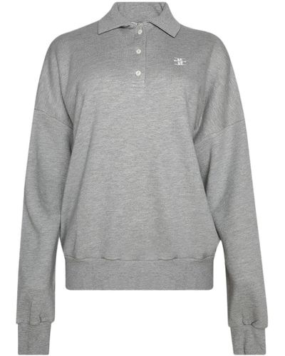 ÉTERNE Polo-collar Cotton Sweatshirt - Gray