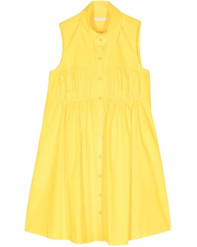 Patrizia Pepe Flared Poplin Dress - Yellow