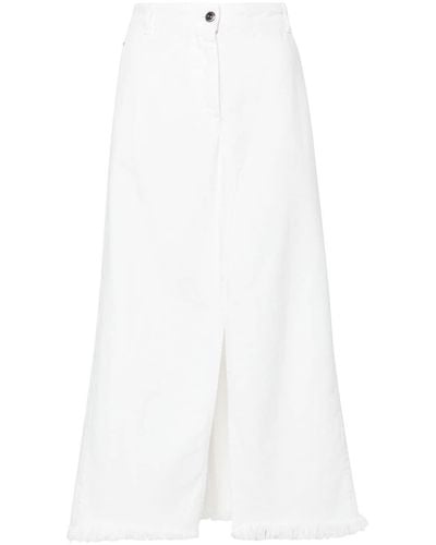 Antonelli Fringed-edge Denim Skirt - White