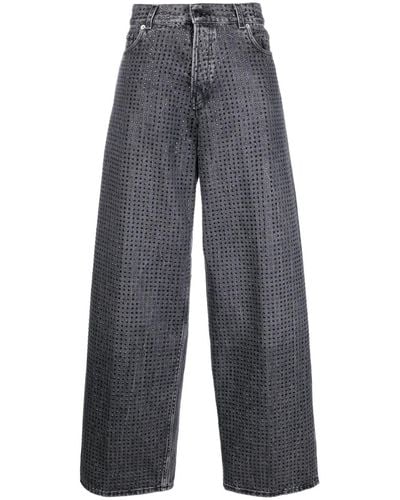 Haikure Bethany Rhinestone-embellished Wide-leg Jeans - Grey