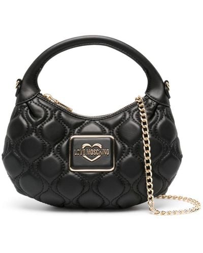 Love Moschino Logo-plaque Quilted Tote Bag - Black