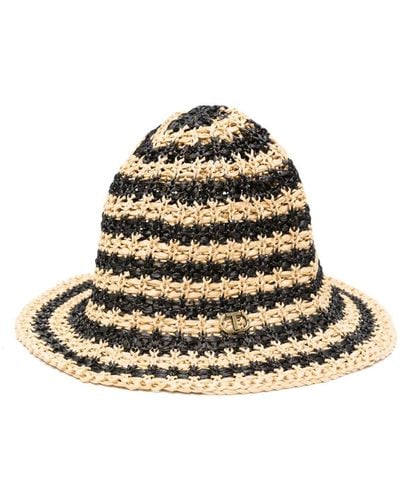 Twin Set Striped Bucket Hat - Natural