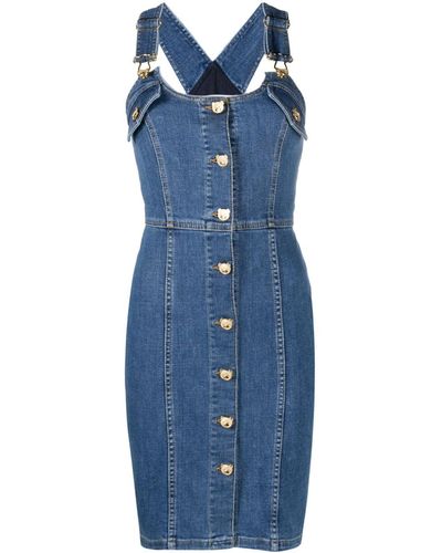 Moschino Robe boutonnée en jean à coupe courte - Bleu