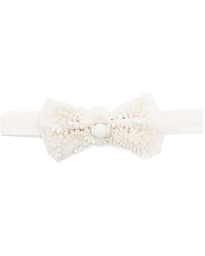Biyan Bead-detailing Silk Bow Tie - White
