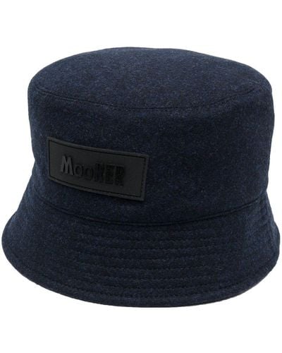 Moorer Logo-patch Felt Bucket Hat - Blue