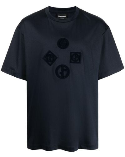 Giorgio Armani T-Shirt mit Logo-Patch - Schwarz