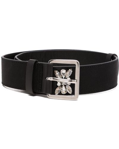 Dice Kayek Ceinture en cuir à ornements strassés - Noir