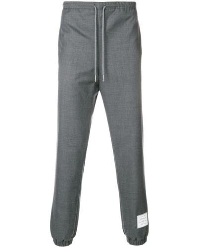 Thom Browne Drawstring-waist Wool Track Trousers - Grey