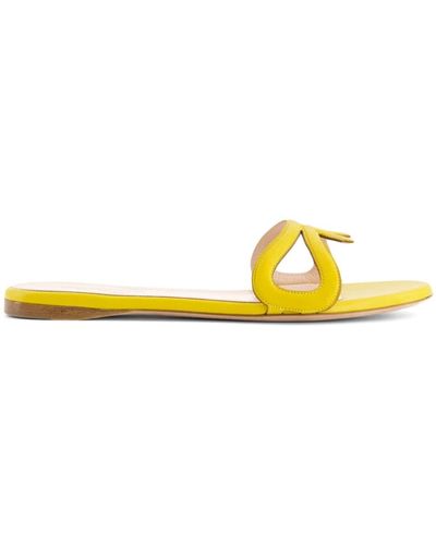 Giambattista Valli Round-toe Leather Slides - Yellow