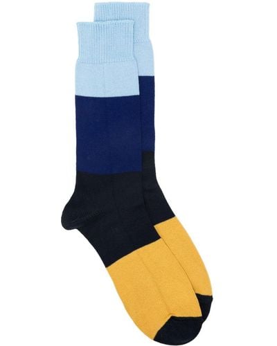 Universal Works Bold Stripe Socks - Blue