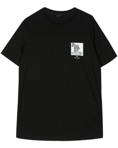 PS by Paul Smith One Way Zebra Print T-shirt - Black