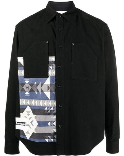 Facetasm Geometric-print Knitted Shirt - Black