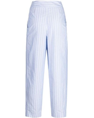 Palmer//Harding High-waisted Striped Cropped Pants - Blue