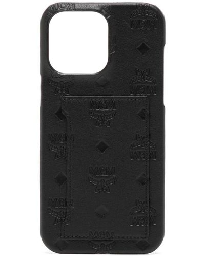 MCM Monogram Leather Iphone 14 Pro Max Case - Black