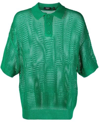 FIVE CM Open-knit Polo Shirt - Green