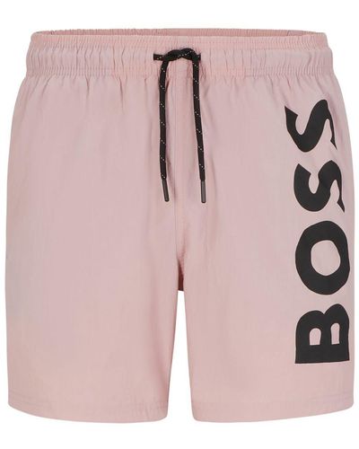 BOSS Logo-print Two-tone Swim Shorts - Pink